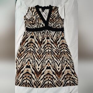 Enfocus Studio Black and Tan Midi A-Line Dress